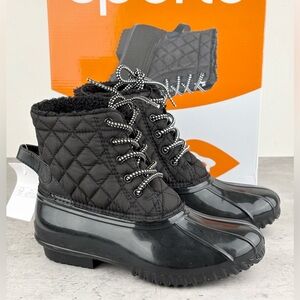 Sporto Ladies Water Repellant Duck Boot, Black New , Size 6 New In Box